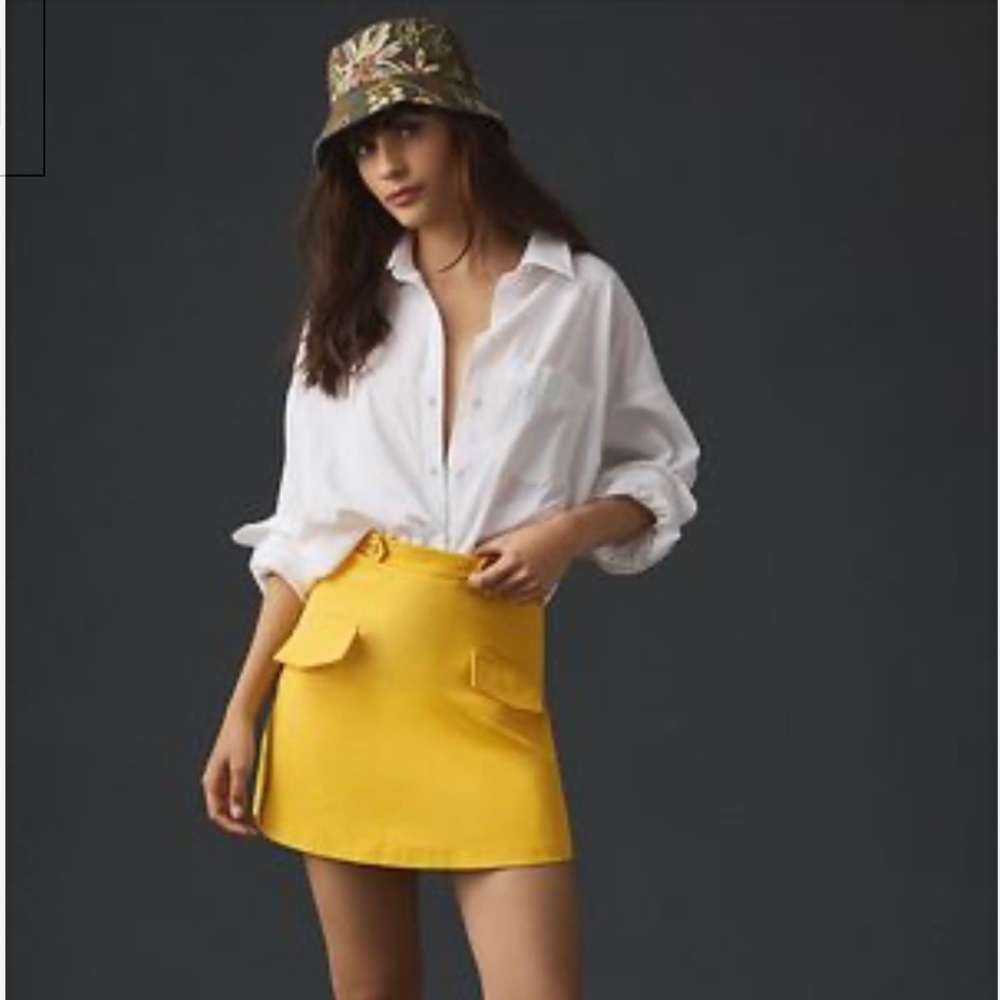 Eva Franco for Anthropologie Yellow Mini Skirt sz S
